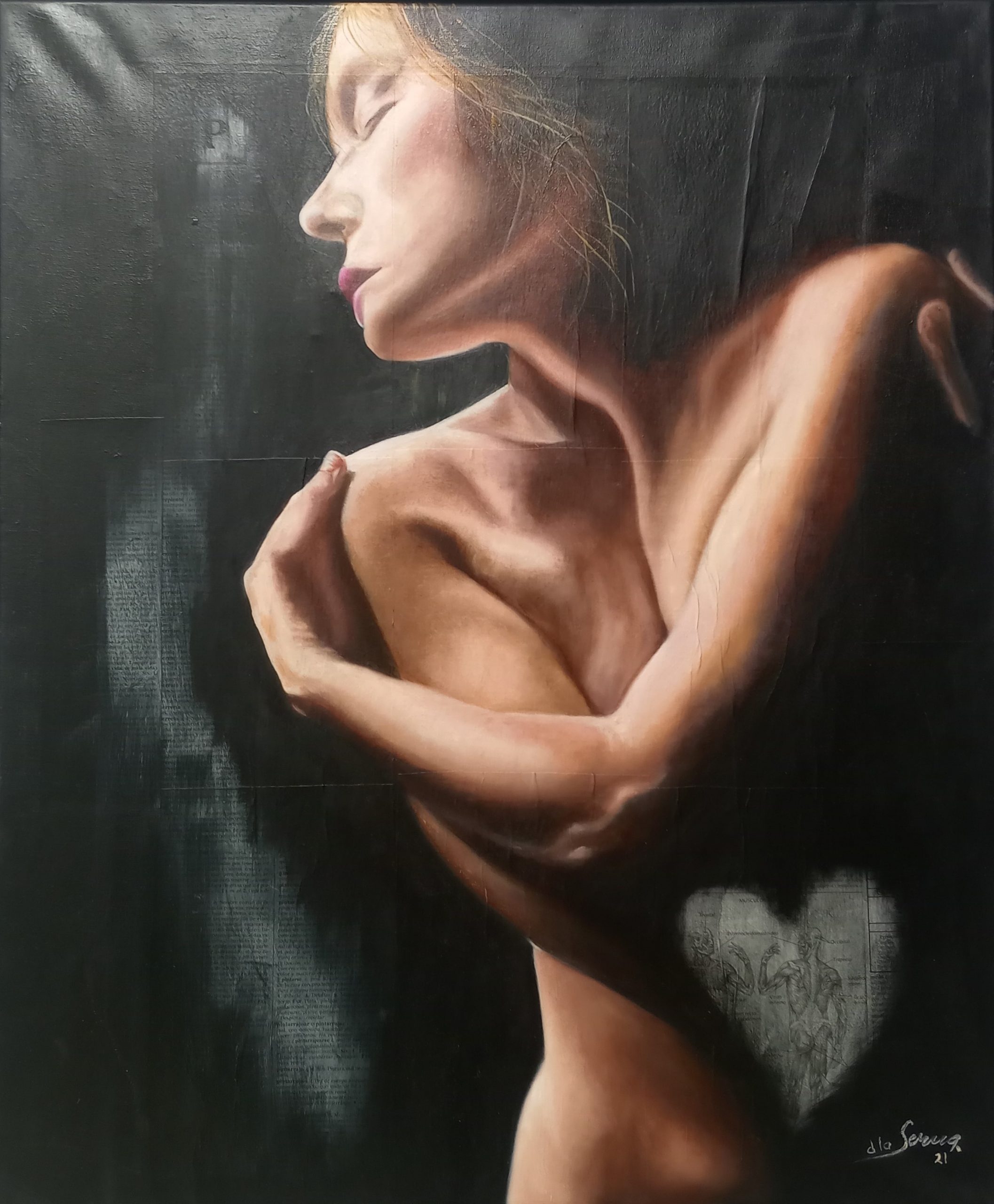 31. Abrazo Íntimo – 65 x 54 cm. -Técnica mixta sobre lienzo
